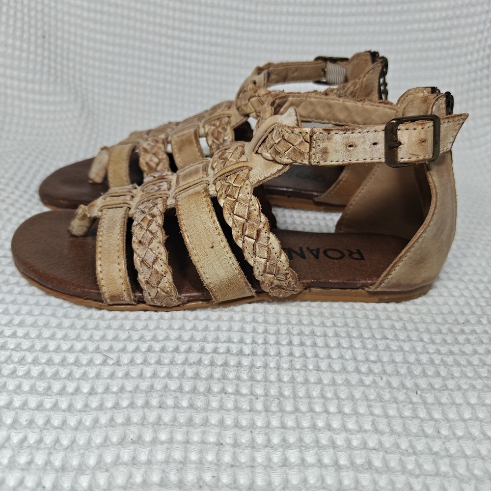 Roan by Bed Stu Kaliope Gladiator Weaved Leather Sandals Flat Zipper Women's 7
